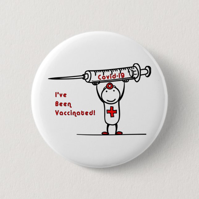 Bóton Redondo 5.08cm Covid- 19 Botão Vacinado (Frente)