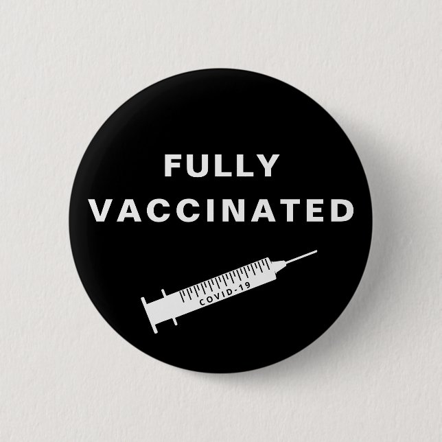 Bóton Redondo 5.08cm Covid- 19 Preto Totalmente Vacinado (Frente)
