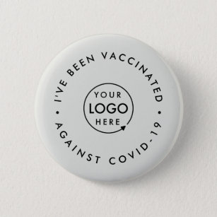 Bóton Redondo 5.08cm Covid- 19 Vacinado   Logotipo comercial Cinzas mod