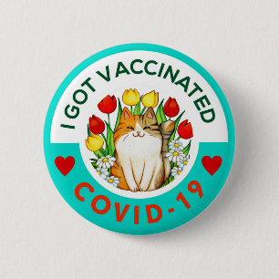 Bóton Redondo 5.08cm Covid- Vaccinated cute cat Button