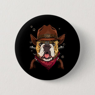 Bóton Redondo 5.08cm Cowboy Americano Bulldog Country Music Rodeo Howdy