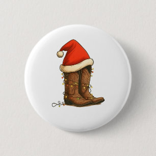 Bóton Redondo 5.08cm Cowboy Boots Natal Western Santa Hat
