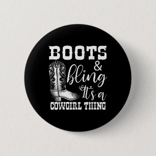 Bóton Redondo 5.08cm Cowgirl Engraçada Boots Bling Women Gift Bonito Lo