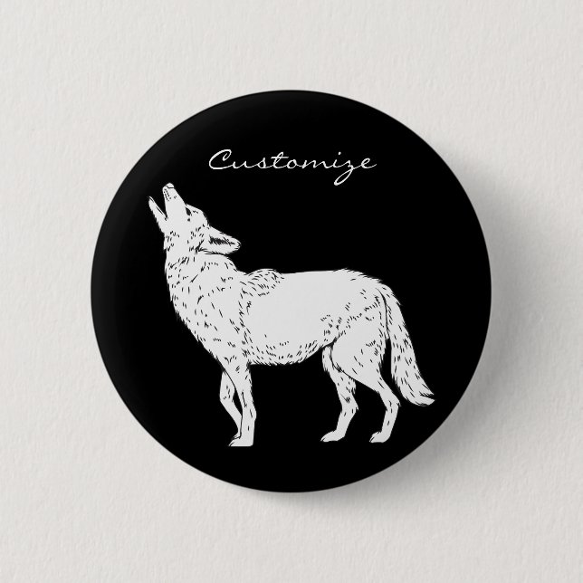 Bóton Redondo 5.08cm Coyote Howling Thunder_Cove (Frente)