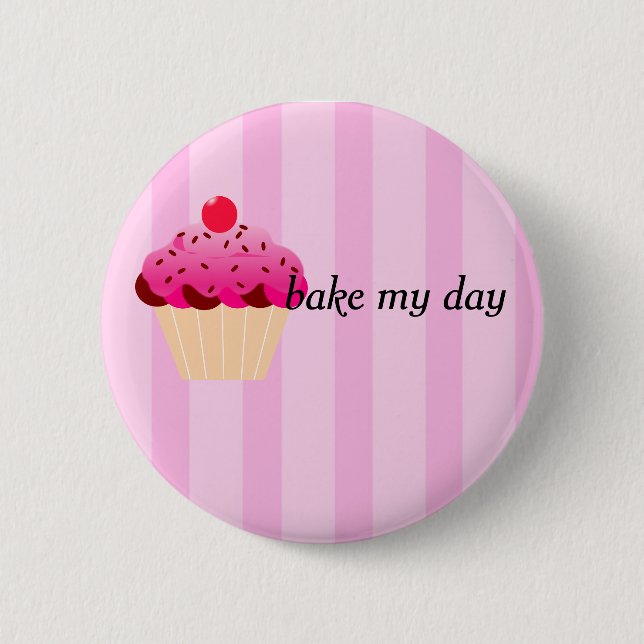 Bóton Redondo 5.08cm coza meu rosa do cupcake do dia (Frente)