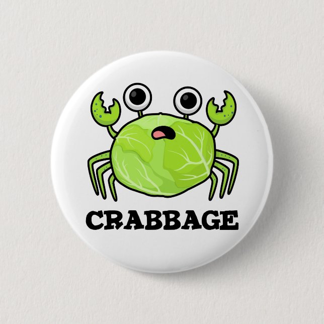 Bóton Redondo 5.08cm Crabbage Funny Cabbage Crab Pun (Frente)