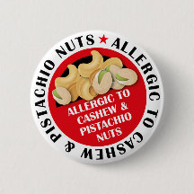 Crachá Alérgico de Cashew e Pistachio Nut