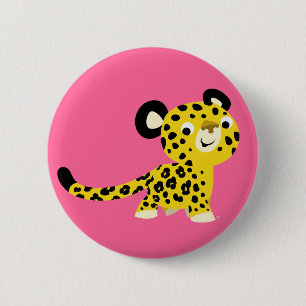 Bóton Redondo 5.08cm Crachá amigável do botão do leopardo dos desenh