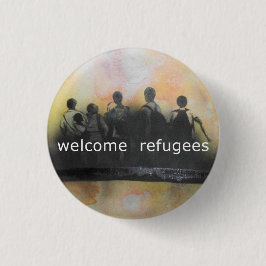 Bóton Redondo 5.08cm Crachá bem-vindo dos refugiados