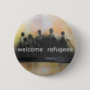 Bóton Redondo 5.08cm Crachá bem-vindo dos refugiados