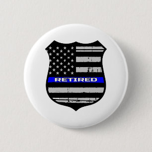 Bóton Redondo 5.08cm Crachá Blue Line da polícia aposentado