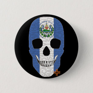 Bóton Redondo 5.08cm Crachá circular HANDSKULL El Salvador preto B2