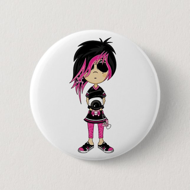 Bóton Redondo 5.08cm Crachá da menina do punk de Emo (Frente)