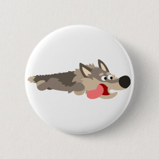 Bóton Redondo 5.08cm Crachá de botão de lobo de cartoon de frota branca