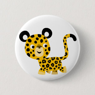 Bóton Redondo 5.08cm Crachá de Botão-Leopardo Sorrindo de Cartoon Bon