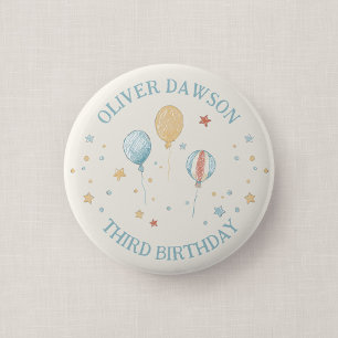 Bóton Redondo 5.08cm Crachá de Convidado de Aniversário Infantil Balloo