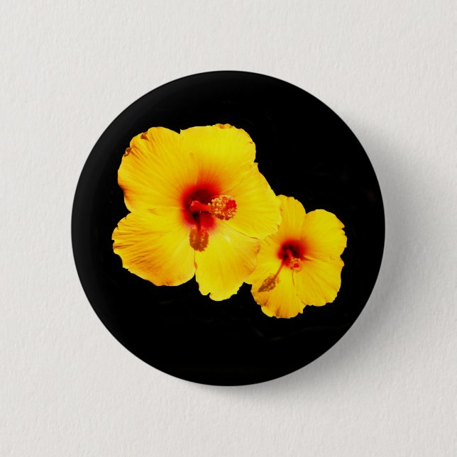 Bóton Redondo 5.08cm Crachá de hibiscus amarelo (Frente)