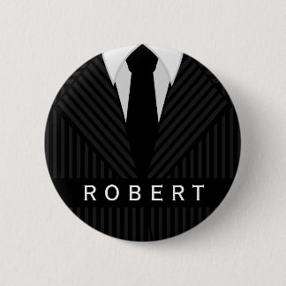 Bóton Redondo 5.08cm Crachá de Nome de etiqueta redondo Pinstripe Suit