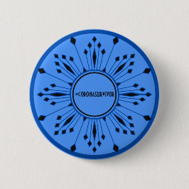 Bóton Redondo 5.08cm crachá de Positividade #coronasurvivor (Azul)