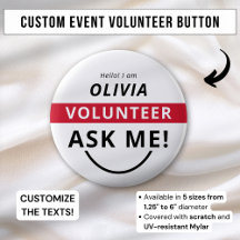 Crachá de Voluntário Pergunte a Mim Vermelho Branc