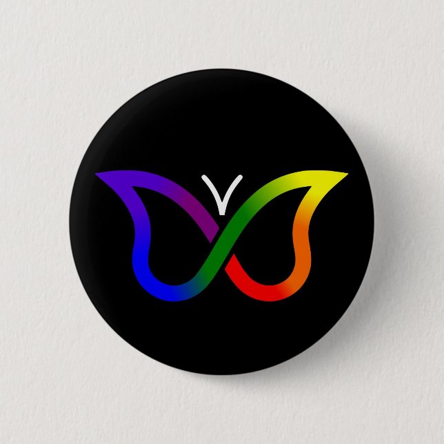 Bóton Redondo 5.08cm CRACHÁ do botão de neurodiversidade da borboleta A (Frente)