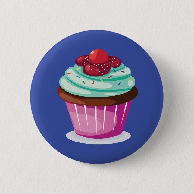 Bóton Redondo 5.08cm Crachá do botão do cupcake das bagas (Frente)