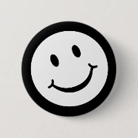 Crachá do botão do sorriso em preto e branco