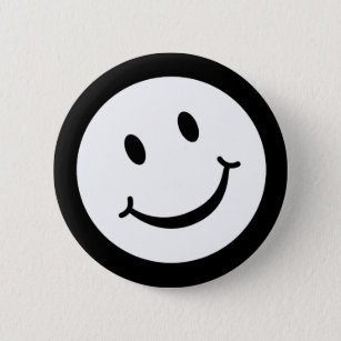 Bóton Redondo 5.08cm Crachá do botão do sorriso em preto e branco