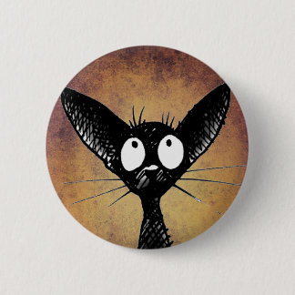 Bóton Redondo 5.08cm Crachá engraçado do botão da arte do gato preto
