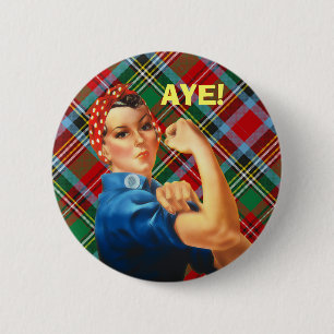 Bóton Redondo 5.08cm Crachá escocês de Rosie do Tartan da independên