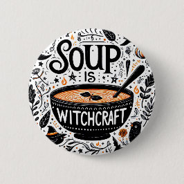 Bóton Redondo 5.08cm Crachá mágico de sopa - Bruxa de cozinha