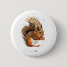 crachá redondo de 6 cm com o Esquilo Vermelho
