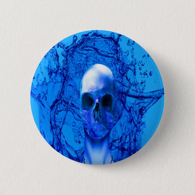 Bóton Redondo 5.08cm crânio azul alienígena (Frente)