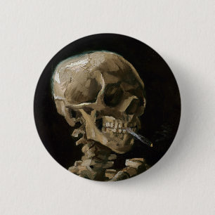 Bóton Redondo 5.08cm Crânio com arte ardente de Vincent van Gogh do