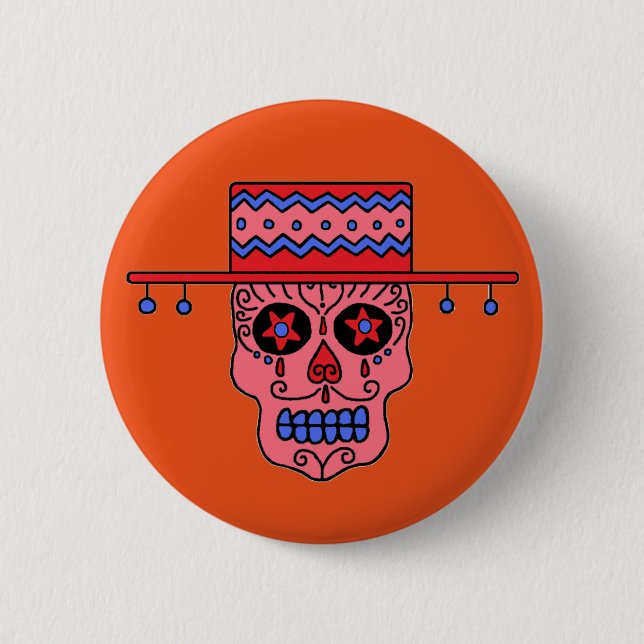 Bóton Redondo 5.08cm Cranio de Açúcar Gaúcho (Frente)