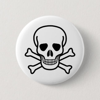 Bóton Redondo 5.08cm crânio e crossbones