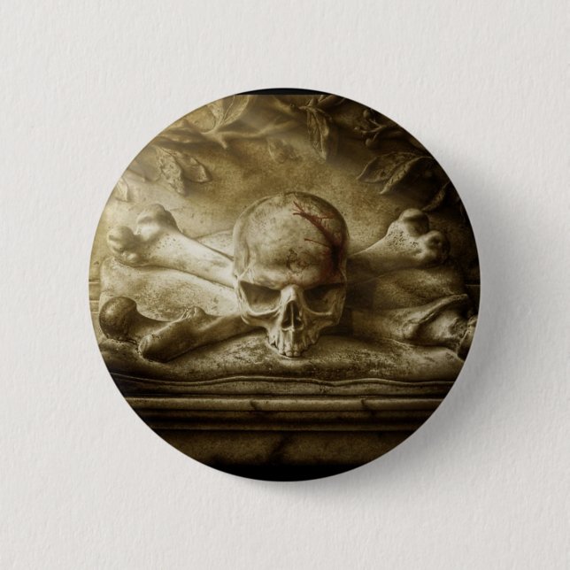 Bóton Redondo 5.08cm crânio e ossos (Frente)