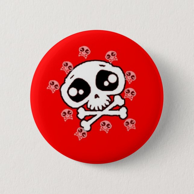 Bóton Redondo 5.08cm Crânio vermelho (Frente)