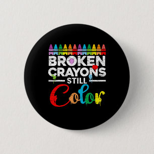 Bóton Redondo 5.08cm Crayons Partidos Ainda Cores Sensibilização Para A