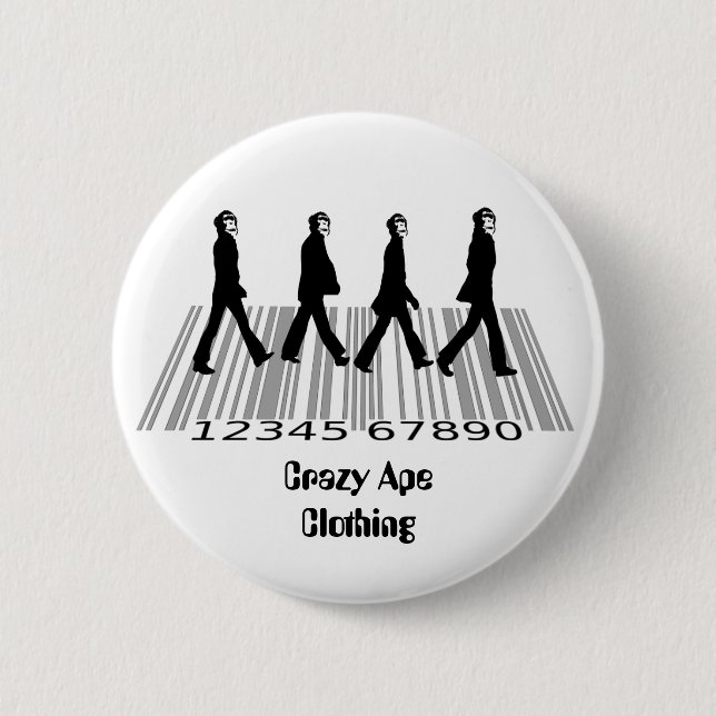 Bóton Redondo 5.08cm crazyapecommercialroad, (Frente)