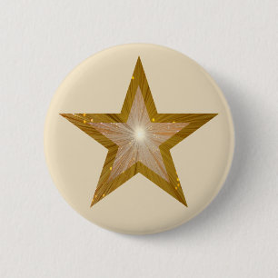 Bóton Redondo 5.08cm Creme "Dourado" do botão da estrela