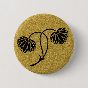 Bóton Redondo 5.08cm [Crestos Familiares] 2 folhas hollyhock