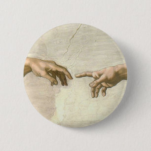 Bóton Redondo 5.08cm Criação das mãos de Adam - Michelangelo