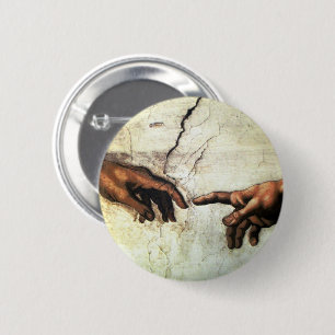 Bóton Redondo 5.08cm Criação de Adam - mãos Michelangelo 1475 - 1564