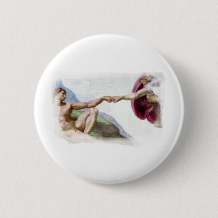Bóton Redondo 5.08cm Criação do Homem por Michelangelo - Tope de Deus A