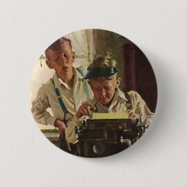 Bóton Redondo 5.08cm Crianças Antigas Jornalistas de Jornal Menino, Esc