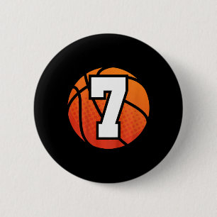Bóton Redondo 5.08cm Crianças Basquete Aniversário 7 Número Sete Anos