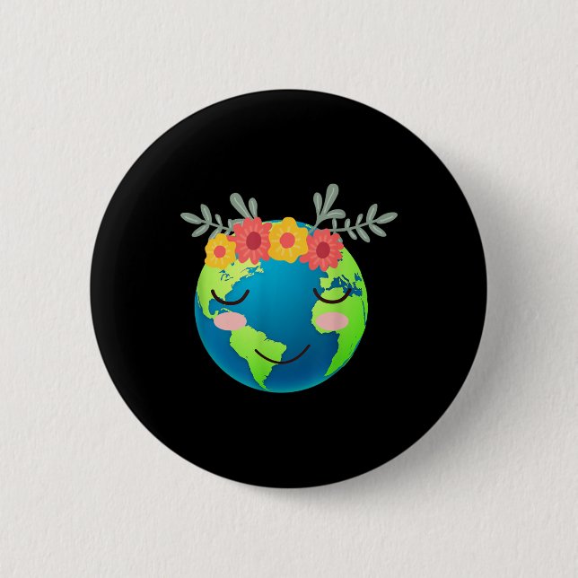 Bóton Redondo 5.08cm Crianças Dão Ideia Dia da Terra (Frente)