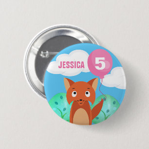 Bóton Redondo 5.08cm Crianças de Raposa e Balões Personalizadas Anivers