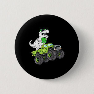 Bóton Redondo 5.08cm Crianças Dia de São Patrício T Rex Pilotando Camin